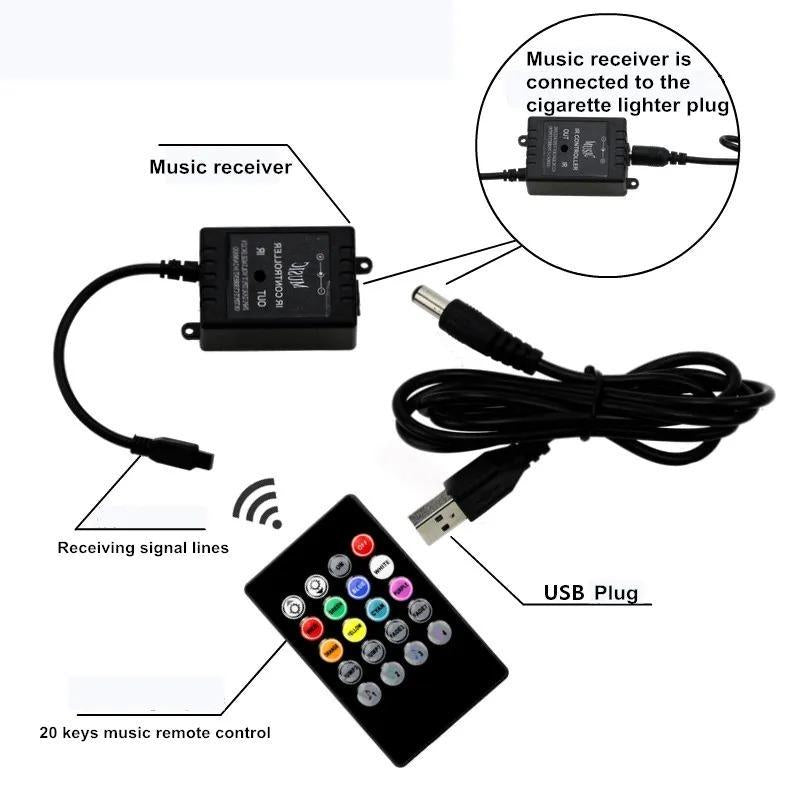 Car Interior LED Light Strip RGB Atmosphere Foot Ambient Lights 