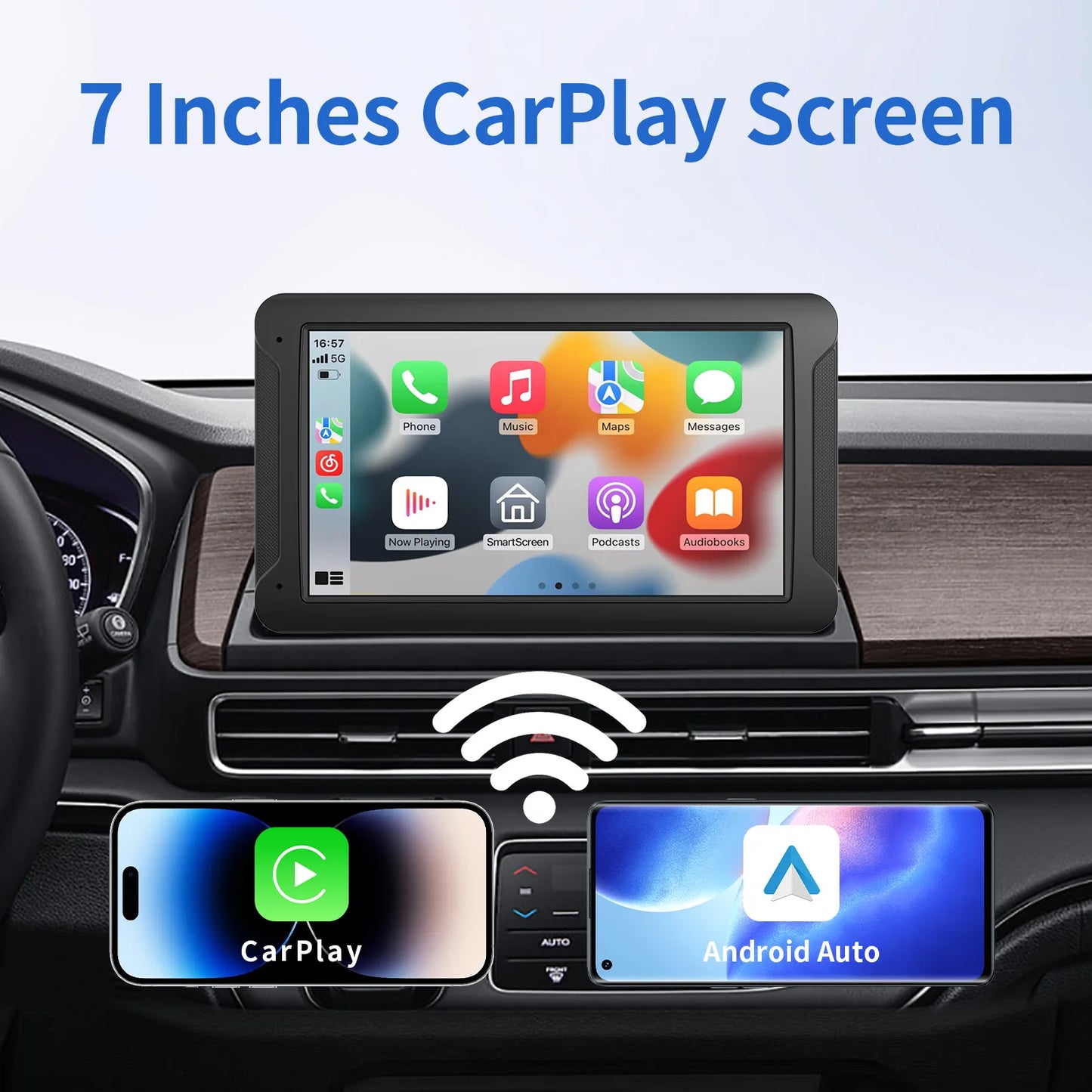 Universal Portable Carplay for Car Screen, Wireless Carplay Screen Wireless Car Stereo with Carplay Android Auto, Car Touchscree